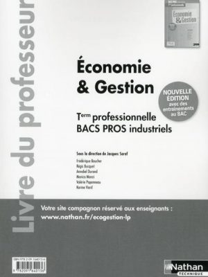 Livre FNAC Economie et gestion Term pro Bacs pros industriels - professeur - 2016