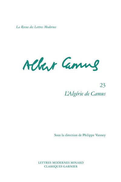 L'Algérie de Camus