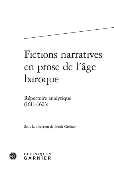 Fictions narratives en prose de l'âge baroque