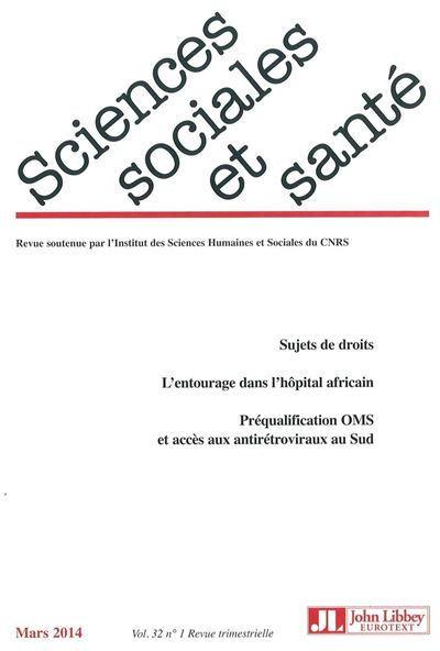 Revue sciences sociales et santé - Vol 32 - N°1/ mars 2014